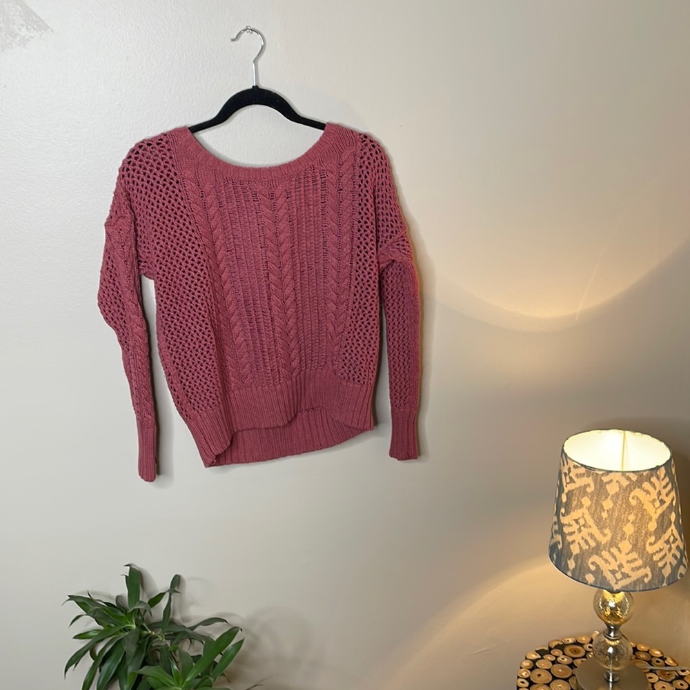 AE cable knit woven sweater